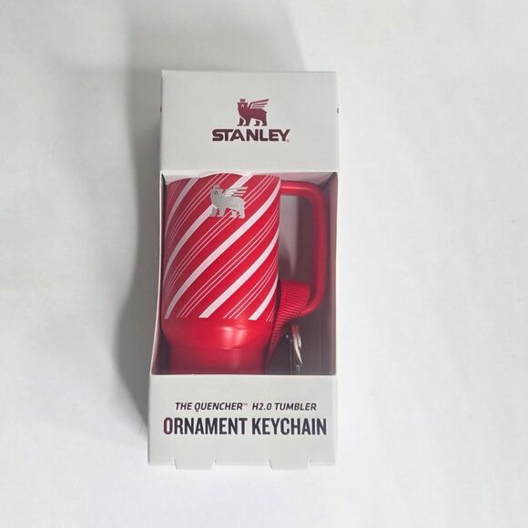 Stanley Tumbler Candy Cane Strawberry Polka Dot Ornament Keychain Set of 3 - NEW - Picture 7 of 11